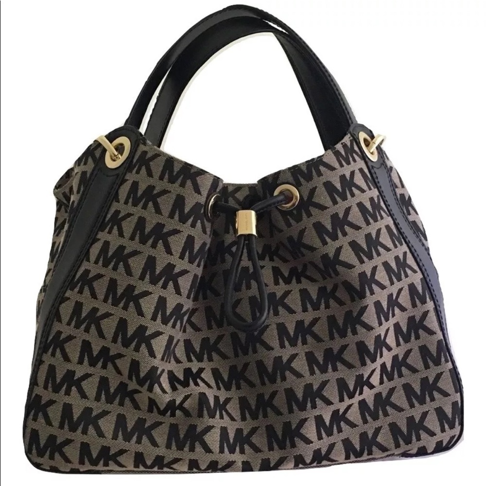 Michael Kors LUDLOW Logo MK Bag Black Beige